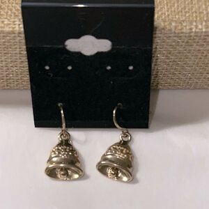 Gold Tone Vintage Christmas Holiday Bells Earrings